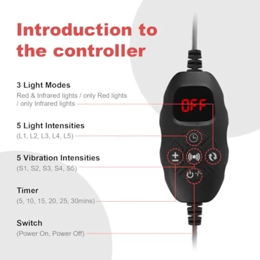 Red Light Therapy Vibration Massager Belt for Pain Relief: Near Infrared Light Therapy Heating Wrap Pad for Body Back Knee Shou