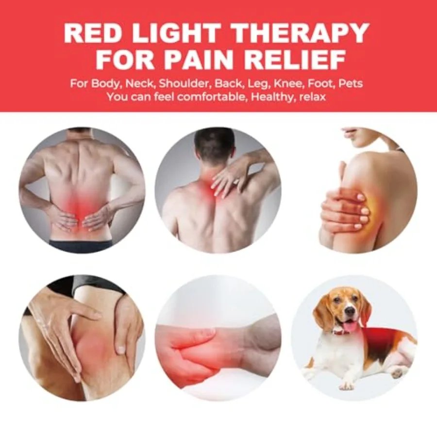 Red Light Therapy Vibration Massager Belt for Pain Relief: Near Infrared Light Therapy Heating Wrap Pad for Body Back Knee Shou