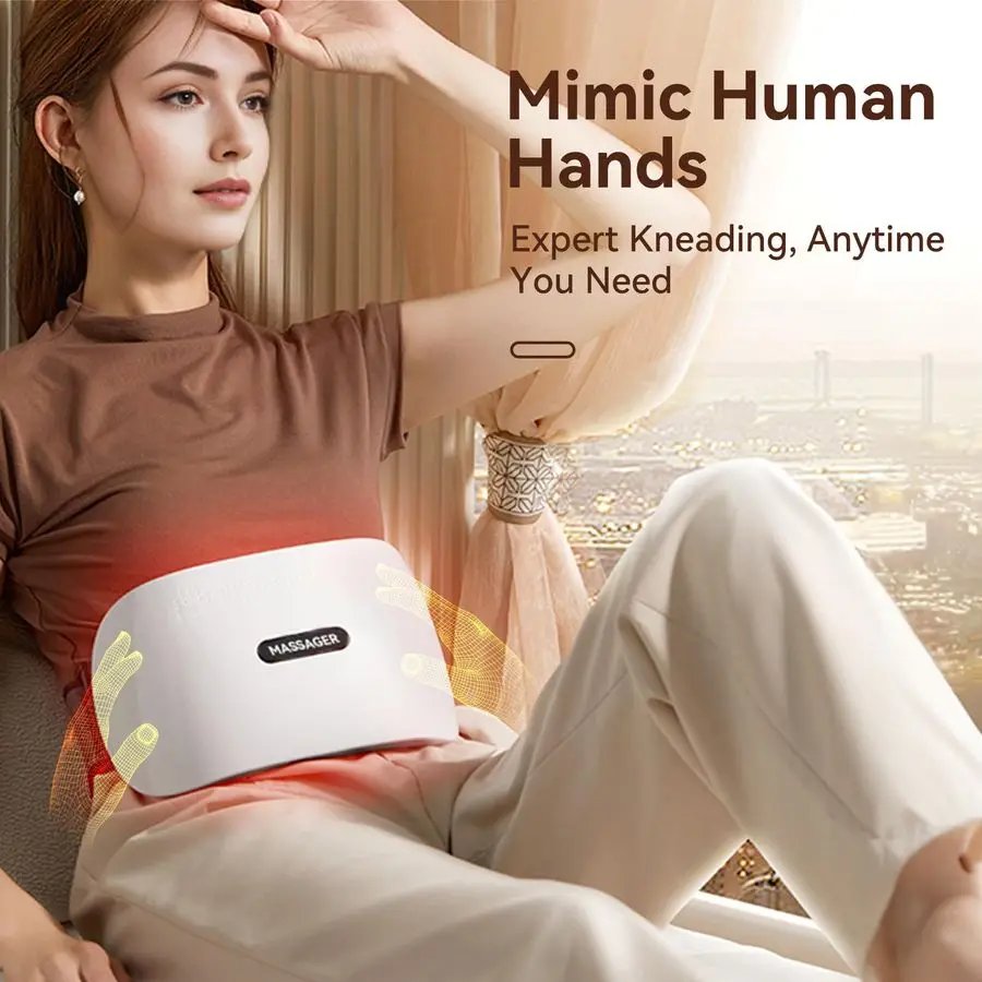 Massager for Digestion Abdominal Massager with Heat, Electric HandsFree Belly Fat Burner Machine to Relieve Bloating, Period Pai