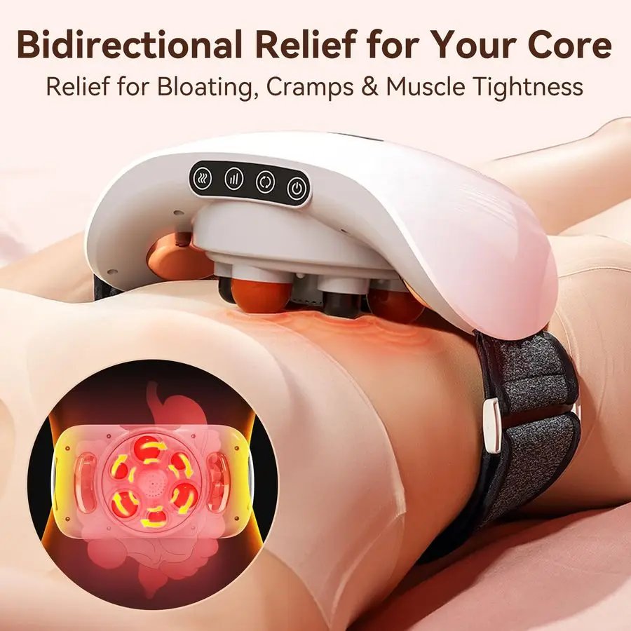 Massager for Digestion Abdominal Massager with Heat, Electric HandsFree Belly Fat Burner Machine to Relieve Bloating, Period Pai