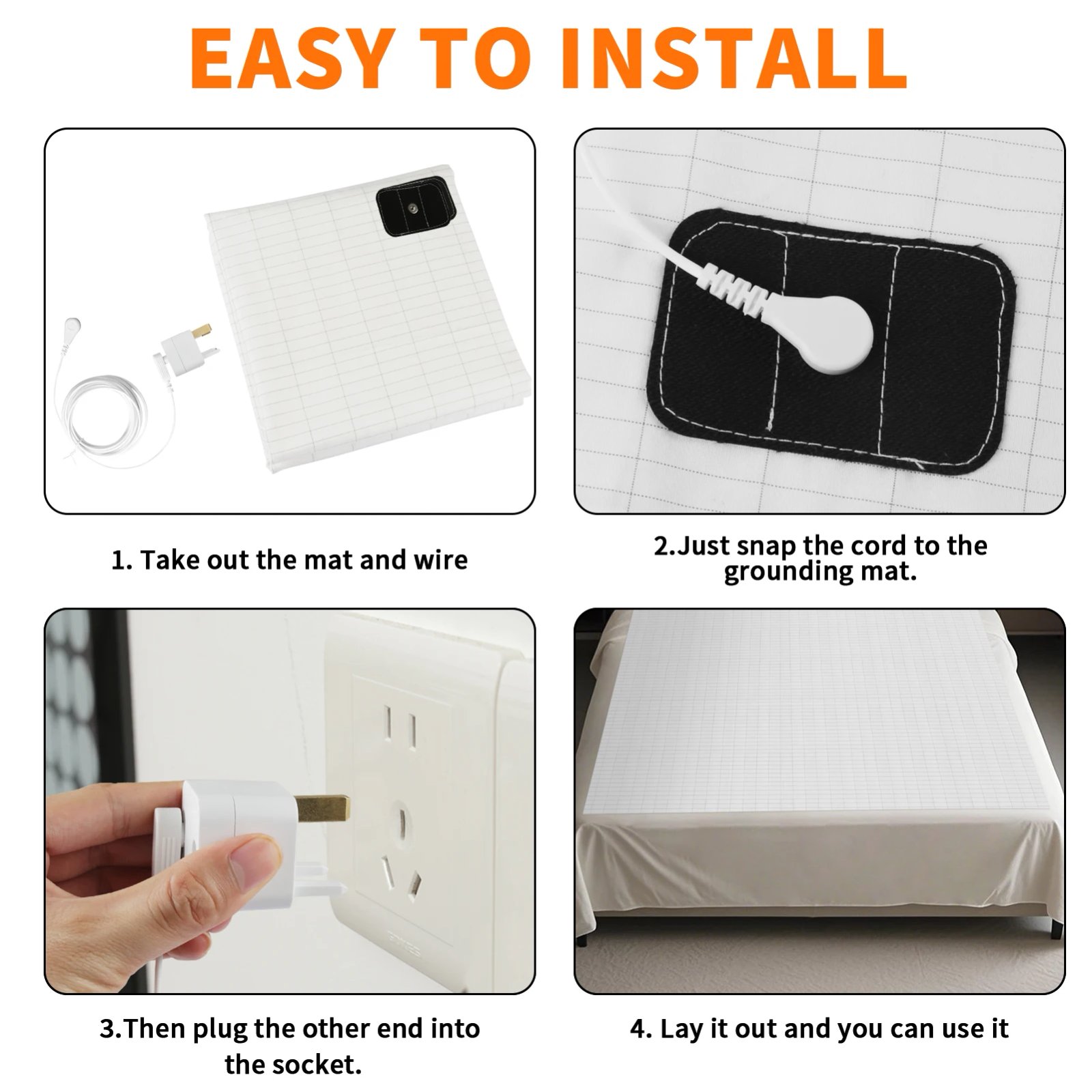 Grounding Sheet with Grounding Cord Organic Cotton and 10% Silver Fiber Materials Natural Wellness Antistatic Release Stress Grounding Sheet with Grounding Cord Organic Cotton and 10% Silver Fiber Materials Natural Wellness Antistatic Release Stress