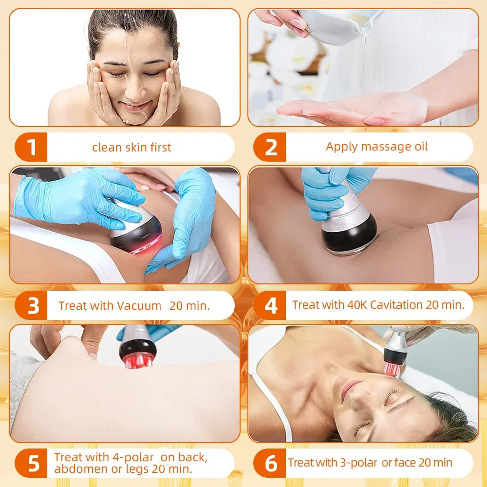 4 IN 140K Cavitation Ultrasonic Body Slimming Machine  Beauty Device Facial Massager Skin Tighten Face Lifting Vacuum Suction