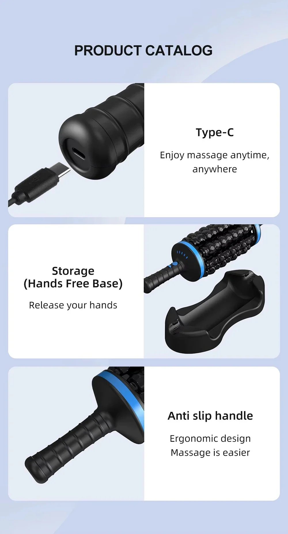 NEW Cordless Roller Body Massage Rechargeable Vibrators 360 Rolling Percussive Massager Muscle Relaxation Back Foot Leg Relaxer