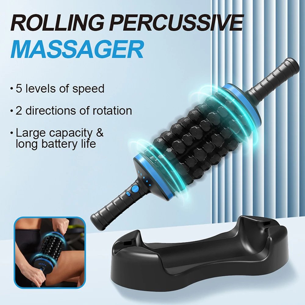 NEW Cordless Roller Body Massage Rechargeable Vibrators 360 Rolling Percussive Massager Muscle Relaxation Back Foot Leg Relaxer