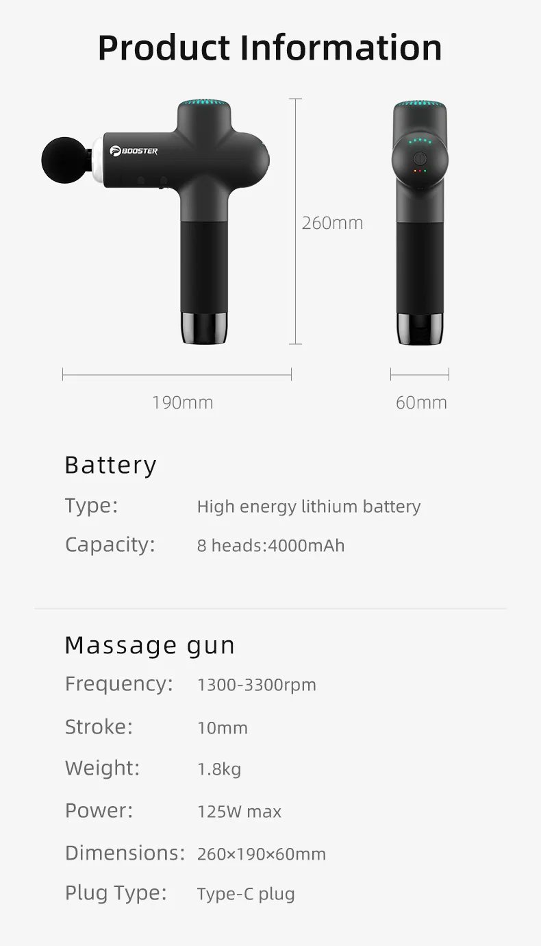 Booster Massage Gun Electric Neck Massager 7.4V  Smart Hit Fascia Gun for Body Massage Relaxation Fitness Electric Muscle Massag