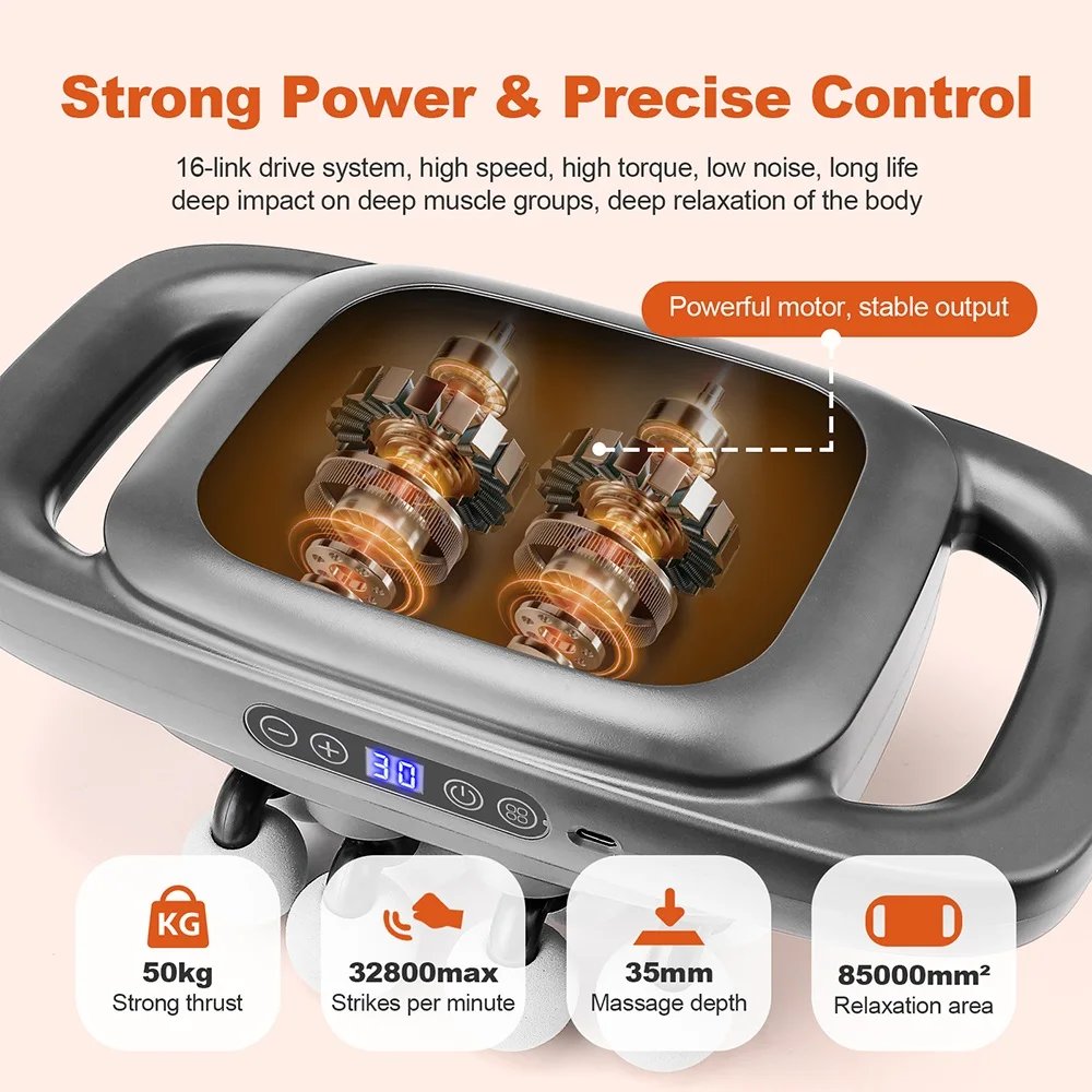 16-Head Fascia Gun High-Frequency Vibration Body Massage Gun Waist and Back  Massager Neck Shoulder Massager Muscle masajeador