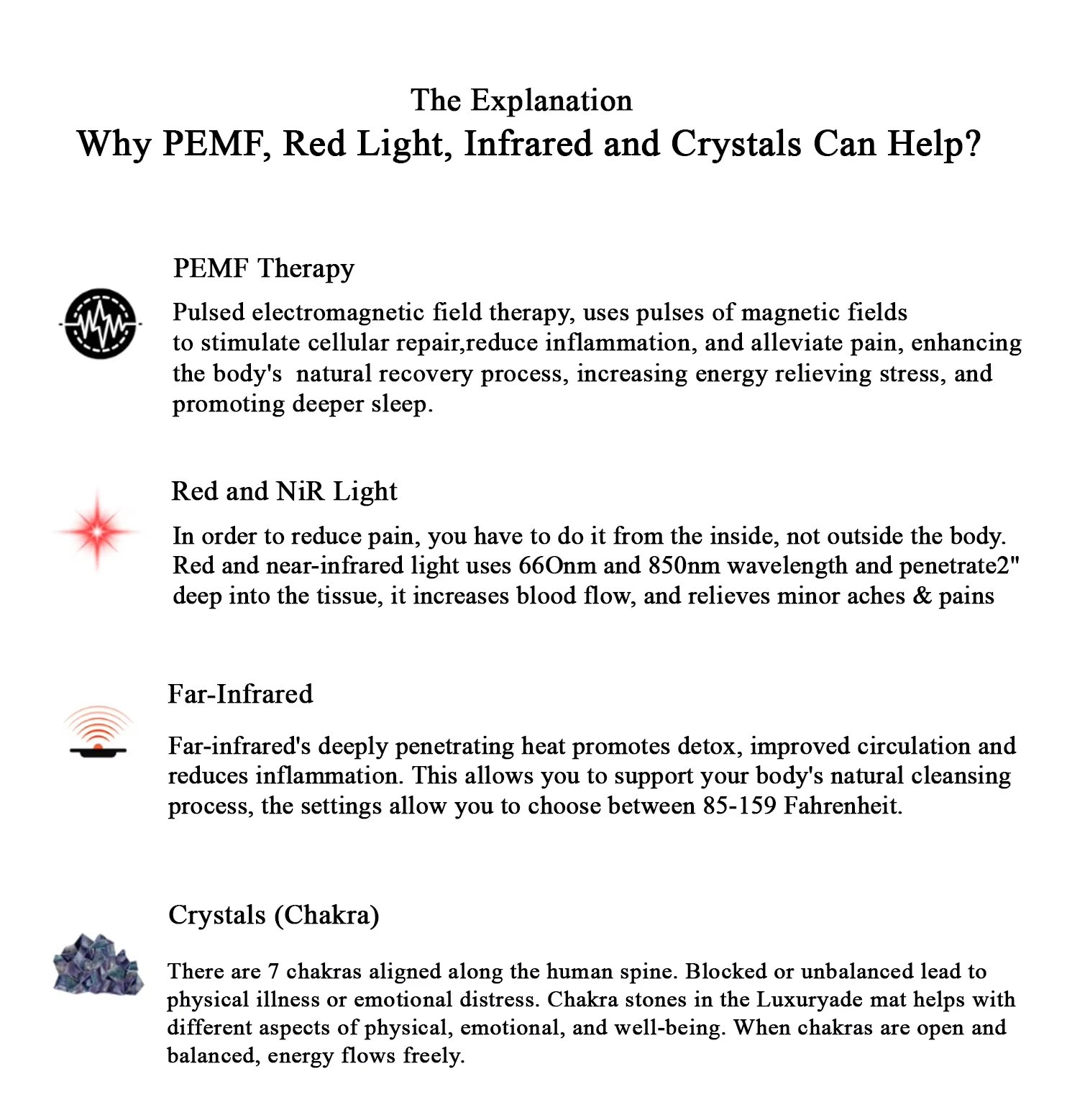 Luxuryade K190 PEMF Therapy Tourmaline Mat Photon Body Negative Ion Infrared Heating Bio NIR  Massage Home Mattress