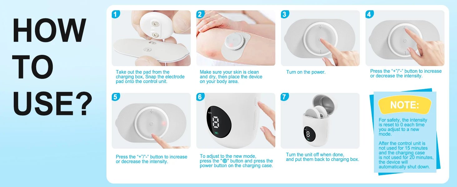Masgre Wireless TENS EMS Unit - Pads for Electric Muscle Stimulator - Designed for Lower Back, Arm, Shoulder, Leg, and Foot