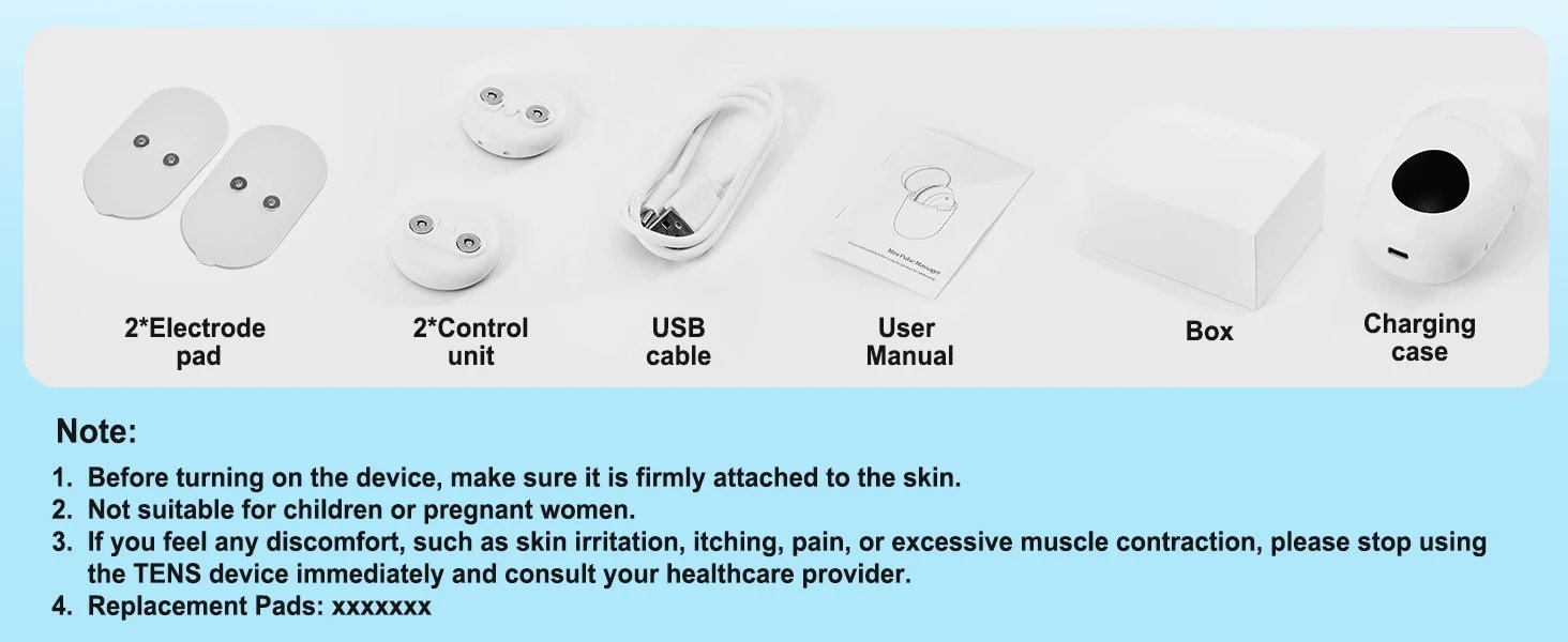 Masgre Wireless TENS EMS Unit - Pads for Electric Muscle Stimulator - Designed for Lower Back, Arm, Shoulder, Leg, and Foot