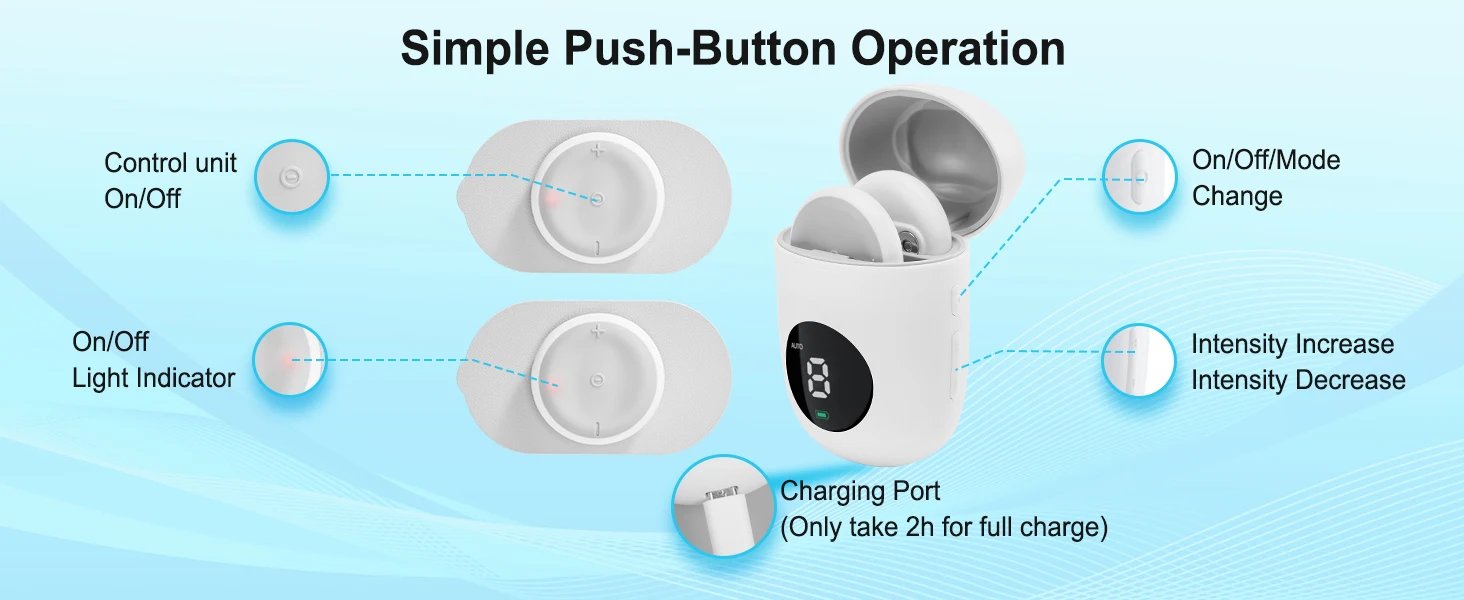 Masgre Wireless TENS EMS Unit - Pads for Electric Muscle Stimulator - Designed for Lower Back, Arm, Shoulder, Leg, and Foot