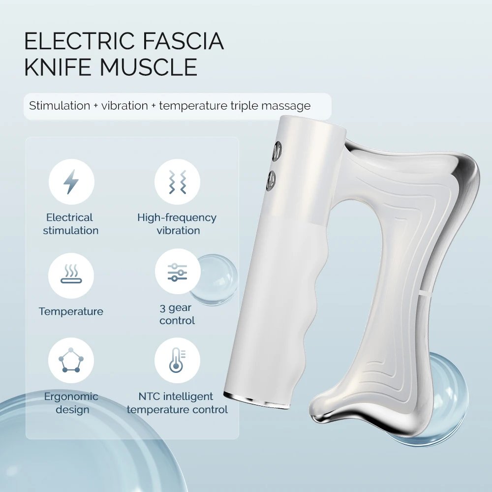 Electric Fascia Massager Body Massage Muscle Scraper Fascia Knife Fitness Vibration Muscle Relaxation Body Lifting Massage Blade