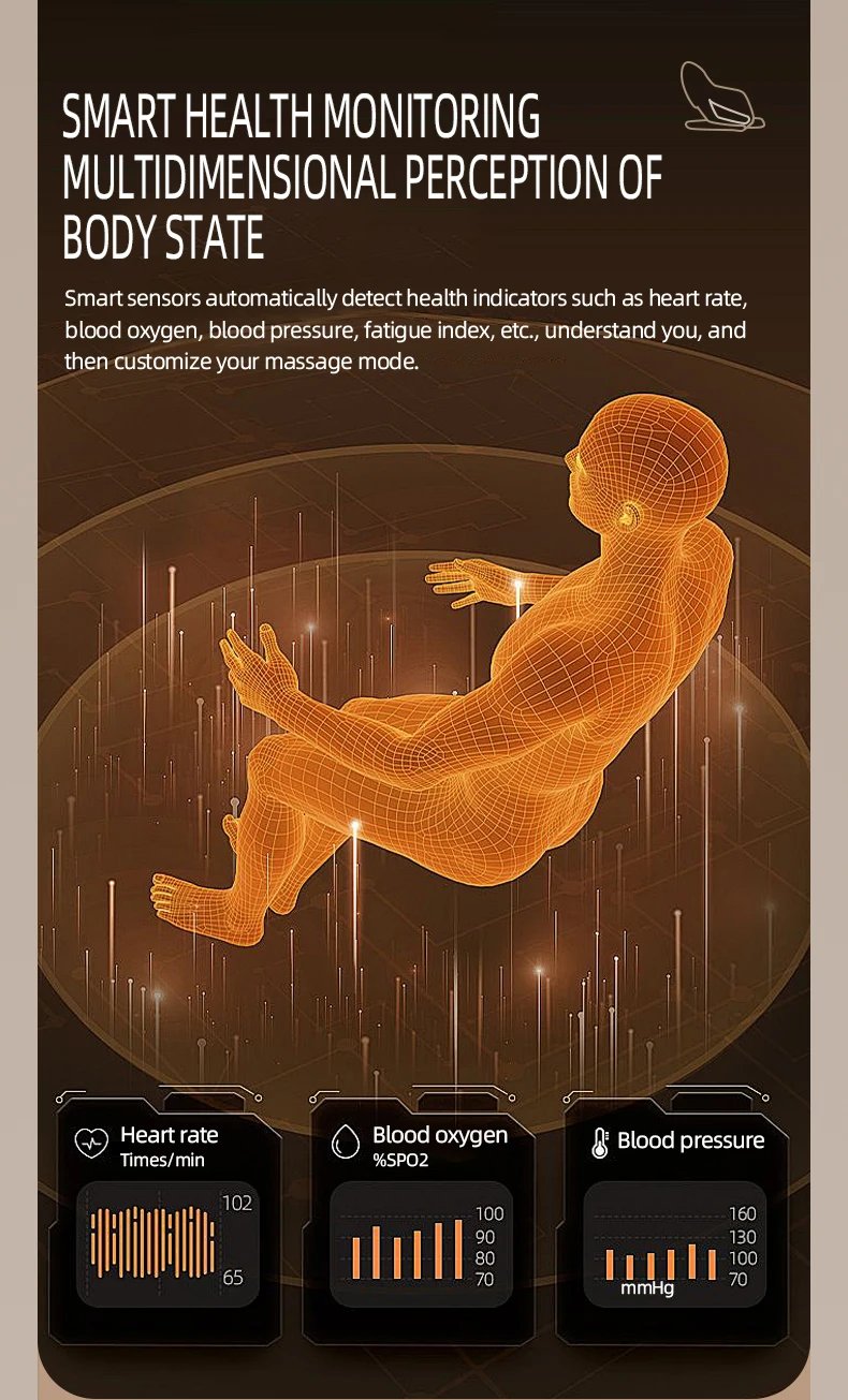 4D+3D Healthcare Massage Recliner Chair with Health Detection Zero Gravity Shiatsu Massage Chair With Stretch Body Scan, Heated