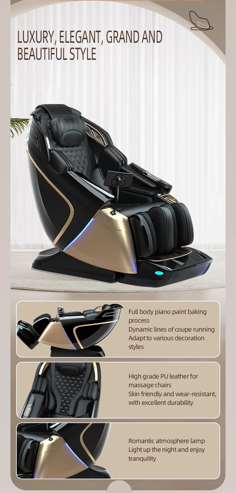 4D+3D Healthcare Massage Recliner Chair with Health Detection Zero Gravity Shiatsu Massage Chair With Stretch Body Scan, Heated