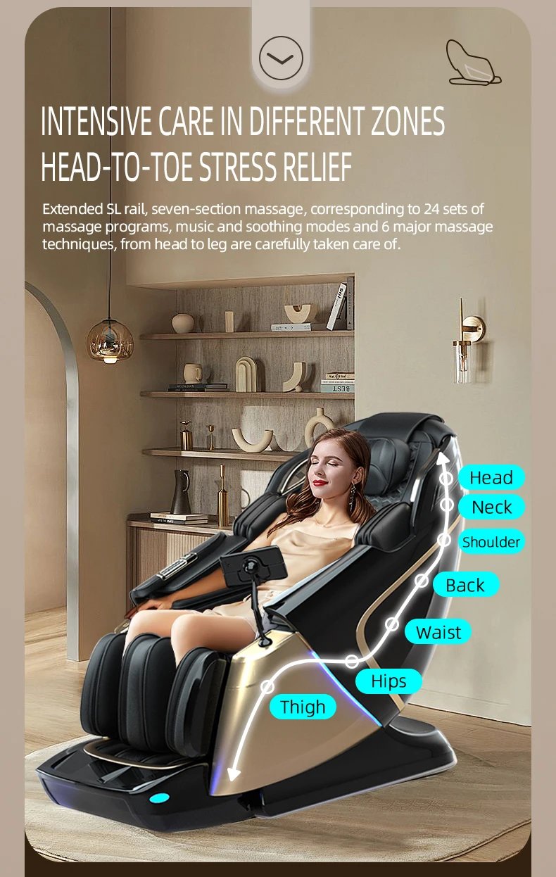 4D+3D Healthcare Massage Recliner Chair with Health Detection Zero Gravity Shiatsu Massage Chair With Stretch Body Scan, Heated