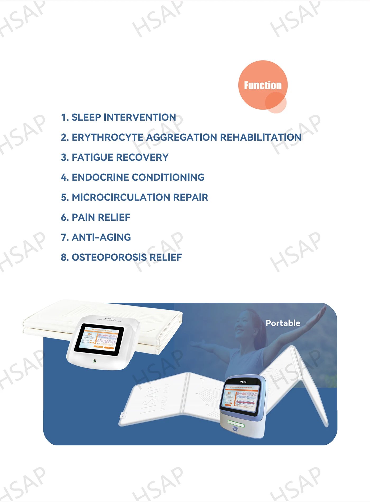 Portable home type Sleep therapy apparatus human body pain relief machine multi-functional PEMF magnetic therapy device