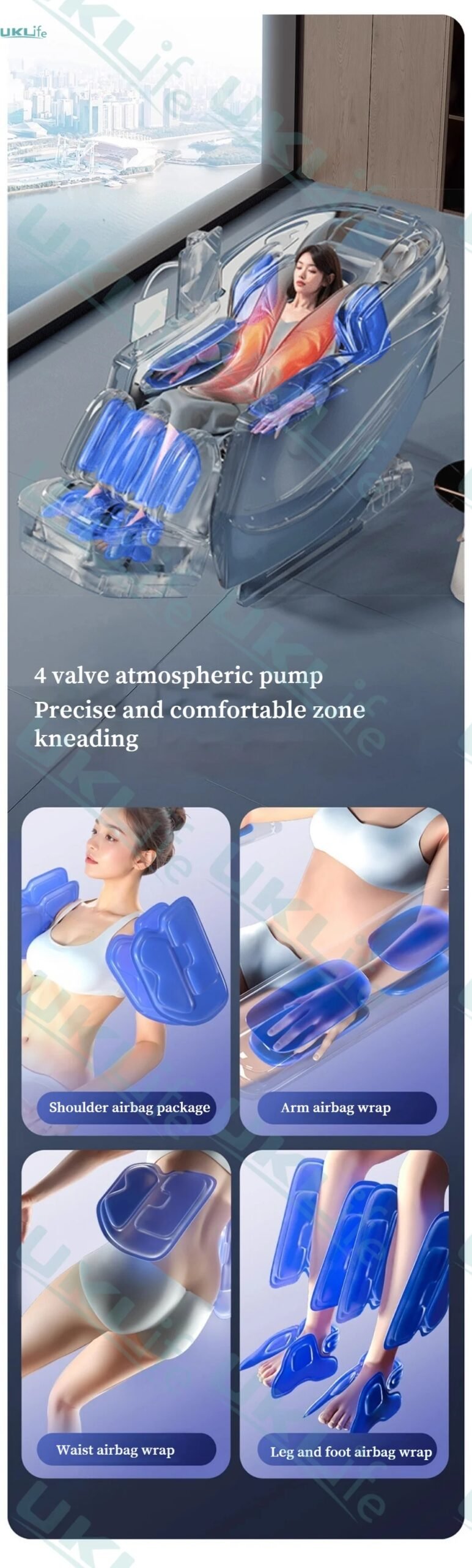 6D Massage Chair Zero Gravity SL Track Body Recliner with Heat AI Voice Control Thai Stretch for Home Office Use