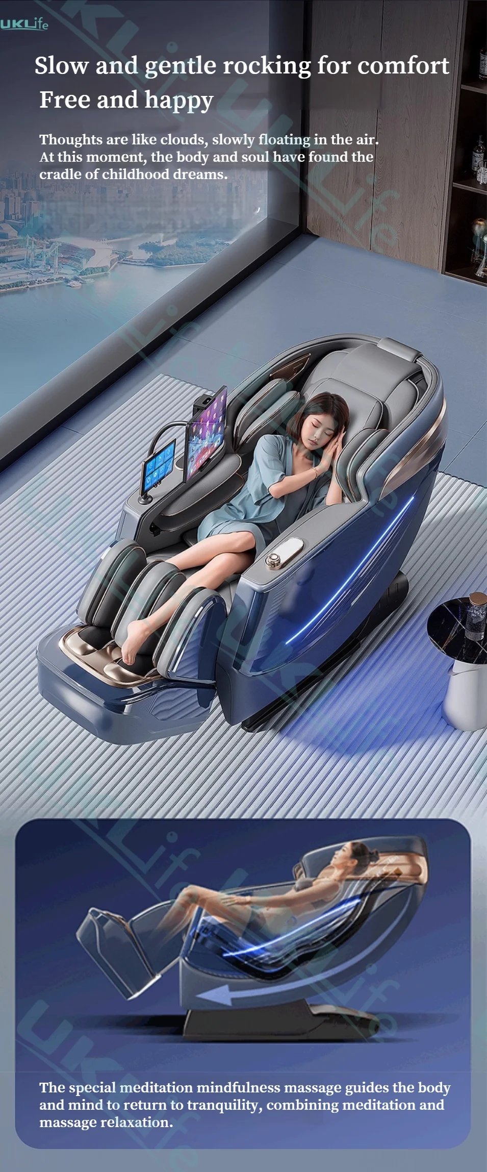 6D Massage Chair Zero Gravity SL Track Body Recliner with Heat AI Voice Control Thai Stretch for Home Office Use