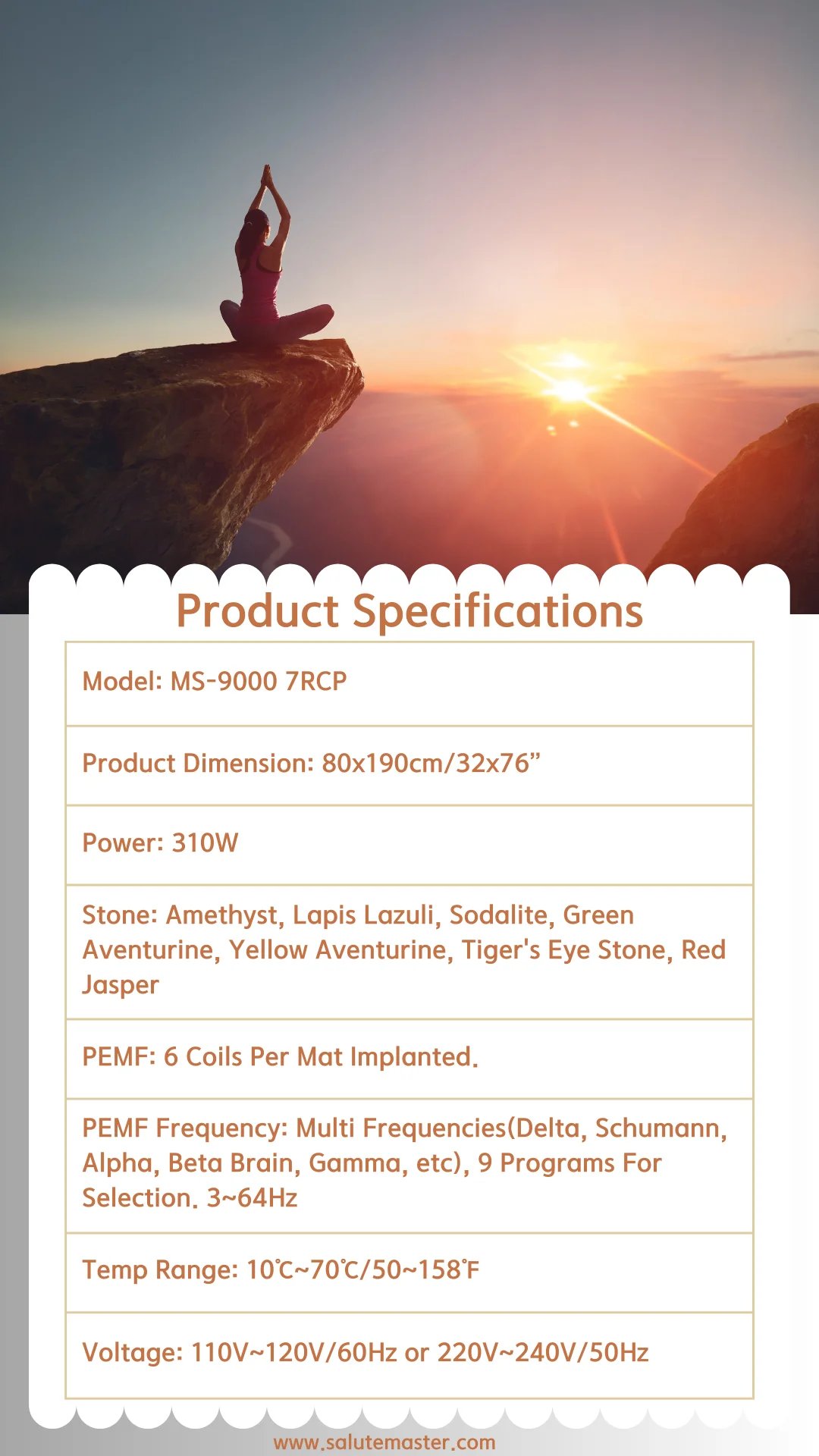 Amethyst Mattress 7 Crystal Stones Bio Photon Infrared Naturopathy PEMF Thermal Therapy Massage for Relaxation And Healing