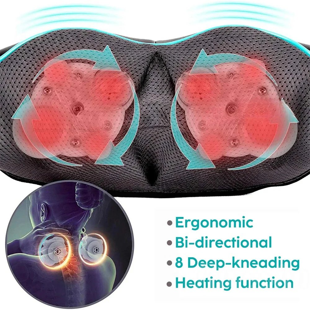 Shiatsu Neck and Shoulder Massager Heated Back Massager U Shape Deep Kneading Electric Massage Pillow For Neck Waist Leg Body Shiatsu Neck and Shoulder Massager Heated Back Massager U Shape Deep Kneading Electric Massage Pillow For Neck Waist Leg Body
