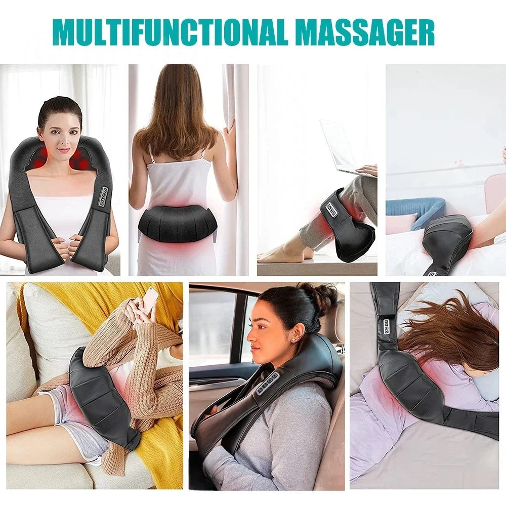 Shiatsu Neck and Shoulder Massager Heated Back Massager U Shape Deep Kneading Electric Massage Pillow For Neck Waist Leg Body - Image 4