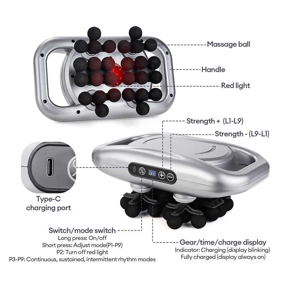 48-Heads Body Massage Gun High-Frequency Vibration Fascia Gun Back Waist Thigh Massager Neck Shoulder Massager Muscle masajeador