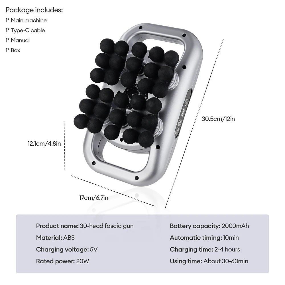 48-Heads Body Massage Gun High-Frequency Vibration Fascia Gun Back Waist Thigh Massager Neck Shoulder Massager Muscle masajeador