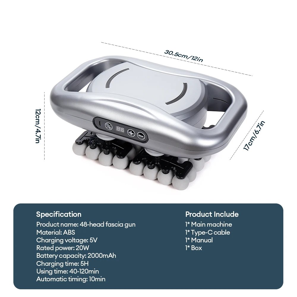 48-Heads Body Massage Gun High-Frequency Vibration Fascia Gun Back Waist Thigh Massager Neck Shoulder Massager Muscle masajeador