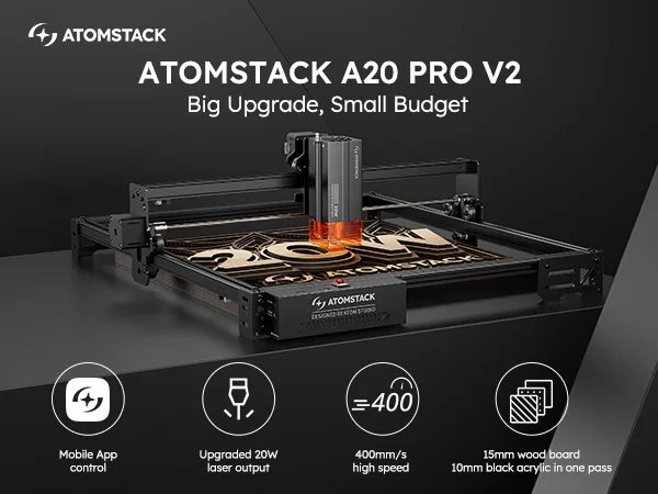Atomstack A20 Pro V2 Laser Engraver machine Machine Quad-Laser Cutter 20W For Metal Arcylic Wood Glass Logo 400*365mm