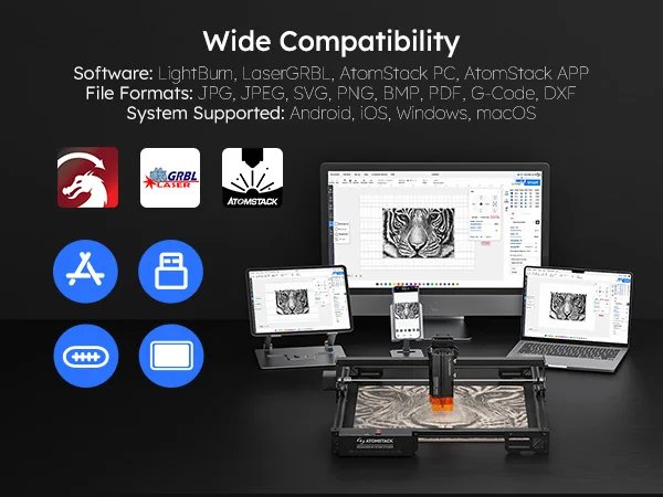 Atomstack A20 Pro V2 Laser Engraver machine Machine Quad-Laser Cutter 20W For Metal Arcylic Wood Glass Logo 400*365mm