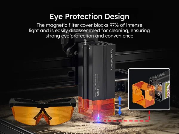 Atomstack A20 Pro V2 Laser Engraver machine Machine Quad-Laser Cutter 20W For Metal Arcylic Wood Glass Logo 400*365mm