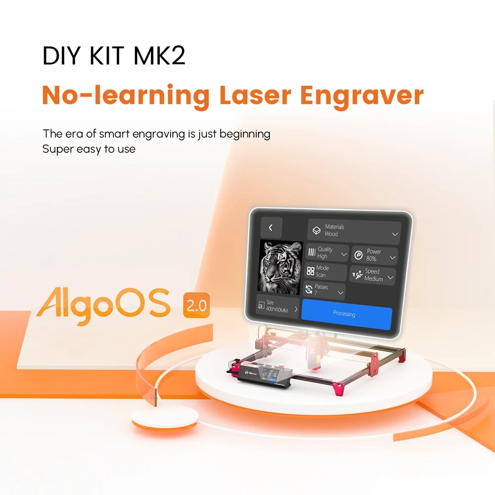 AlgoLaser DIY KIT MK2 10W Laser Engraver with Air Assist Nozzle High Accuracy Laser Engraving Cutting Machine for DIY Wood Logo