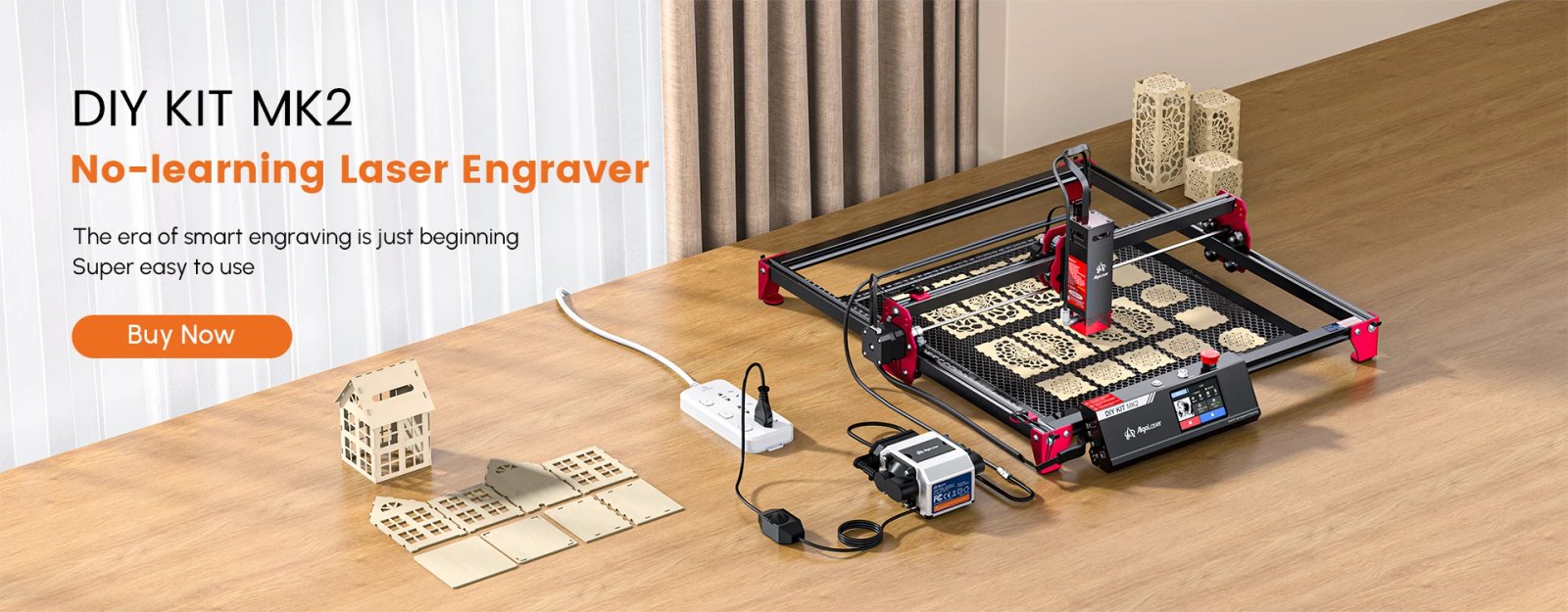 AlgoLaser DIY KIT MK2 10W Laser Engraver with Air Assist Nozzle High Accuracy Laser Engraving Cutting Machine for DIY Wood Logo