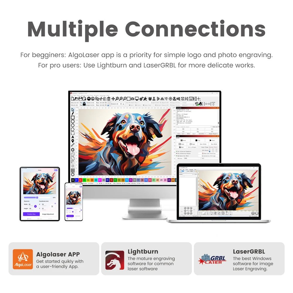 AlgoLaser DIY KIT MK2 10W Laser Engraver with Air Assist Nozzle High Accuracy Laser Engraving Cutting Machine for DIY Wood Logo