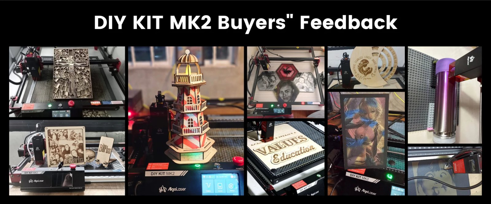 AlgoLaser DIY KIT MK2 10W Laser Engraver with Air Assist Nozzle High Accuracy Laser Engraving Cutting Machine for DIY Wood Logo