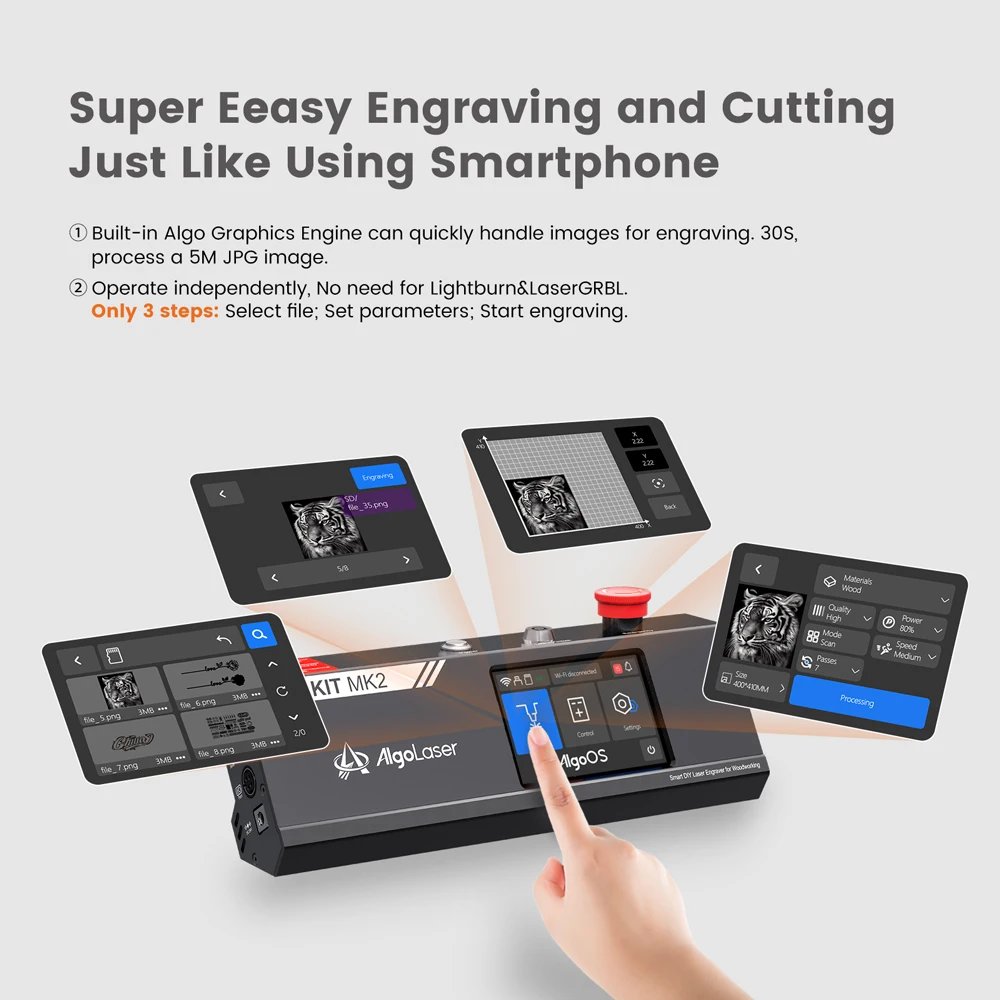 AlgoLaser DIY KIT MK2 10W Laser Engraver with Air Assist Nozzle High Accuracy Laser Engraving Cutting Machine for DIY Wood Logo