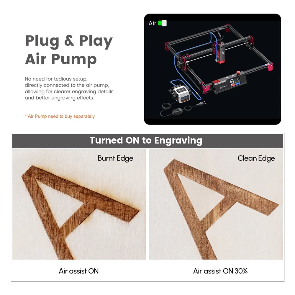 AlgoLaser DIY KIT MK2 10W Laser Engraver with Air Assist Nozzle High Accuracy Laser Engraving Cutting Machine for DIY Wood Logo