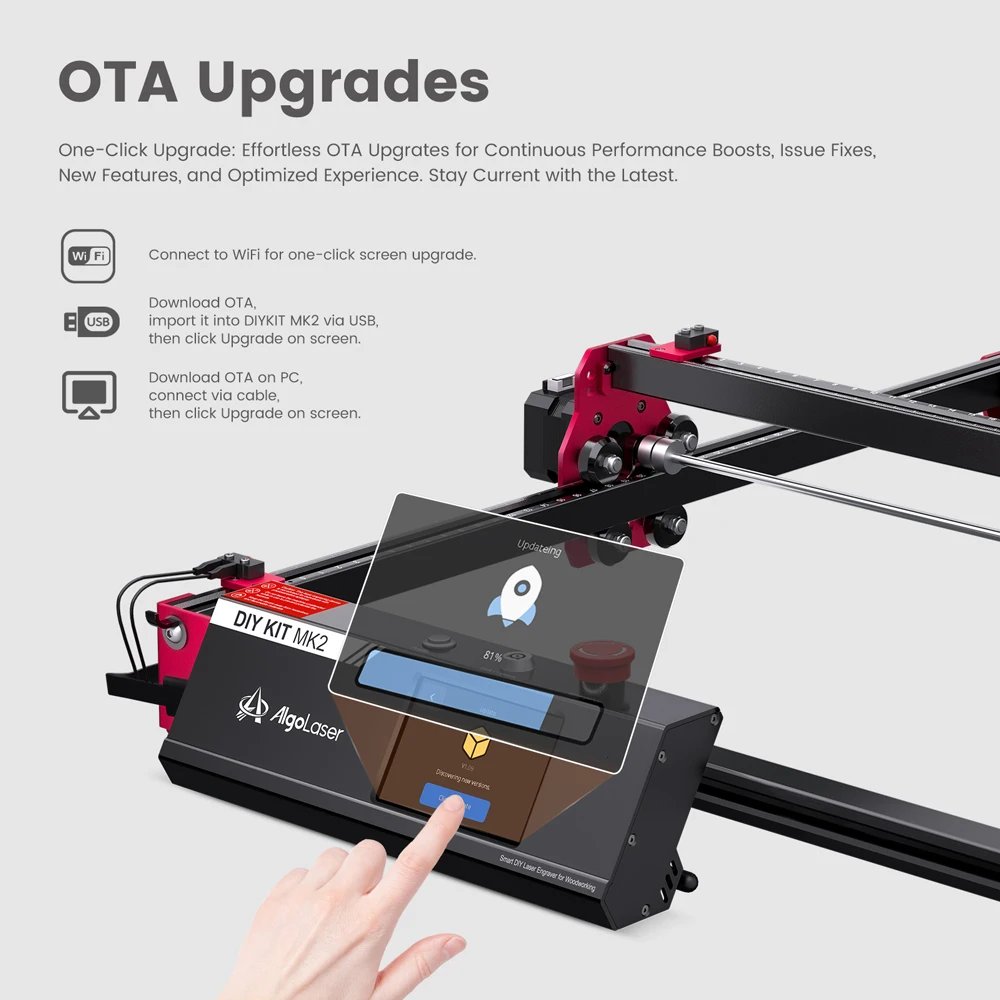 AlgoLaser DIY KIT MK2 10W Laser Engraver with Air Assist Nozzle High Accuracy Laser Engraving Cutting Machine for DIY Wood Logo