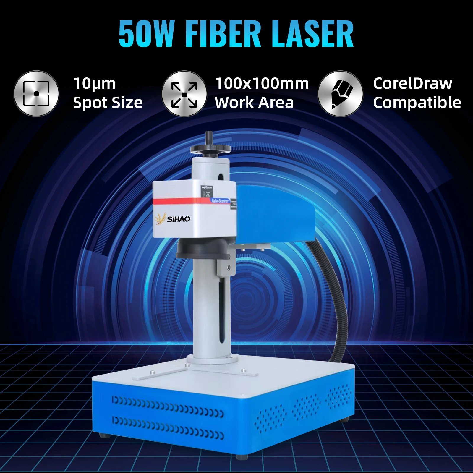 SIHAO Fiber Laser Marking Machine 20W 30W 50W Engraving Cutter with EZCAD2 Control Software for Metal Steel Gold Silver