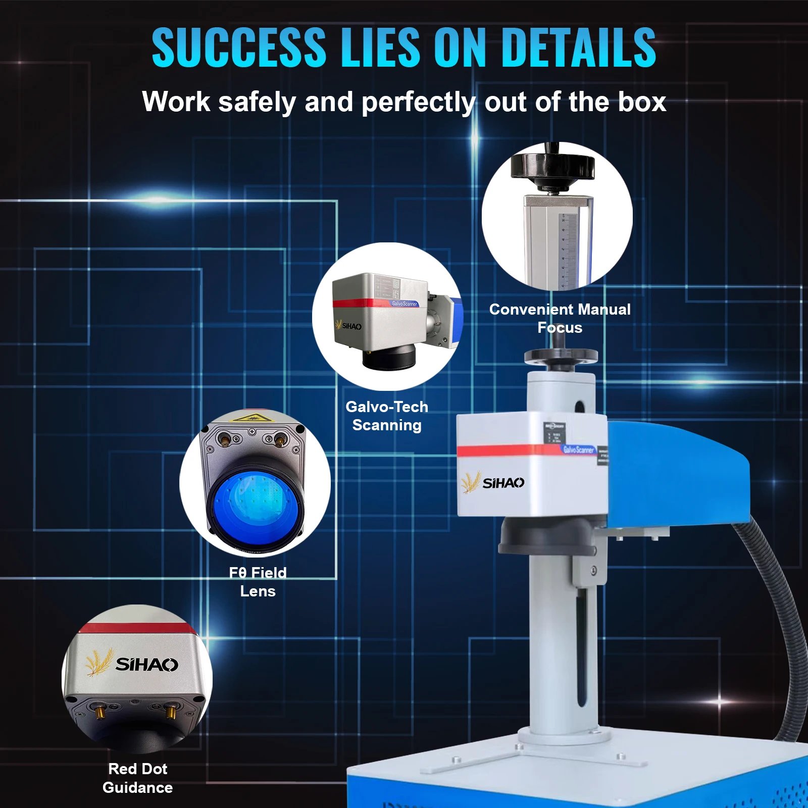 SIHAO Fiber Laser Marking Machine 20W 30W 50W Engraving Cutter with EZCAD2 Control Software for Metal Steel Gold Silver