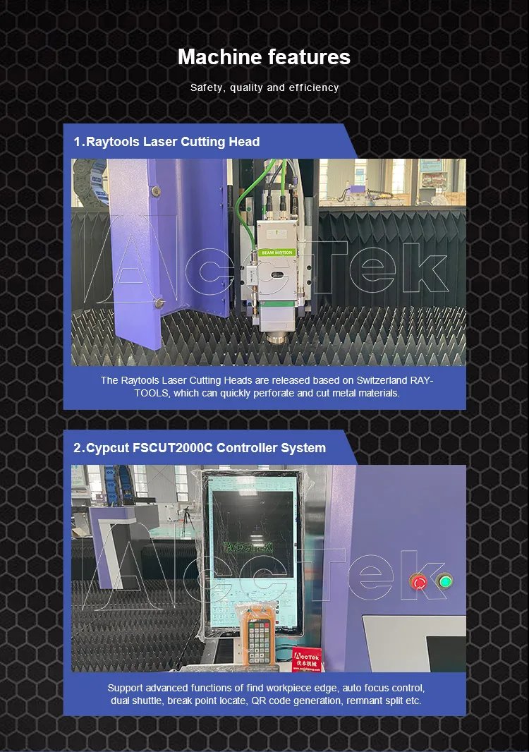 High Accuracy 1.5kw 2kw 3kw 4kw 6kw 12kw 20kw Fiber Laser Cutting Machine 1530 Boci Laser Head Cypcut Control System Supports