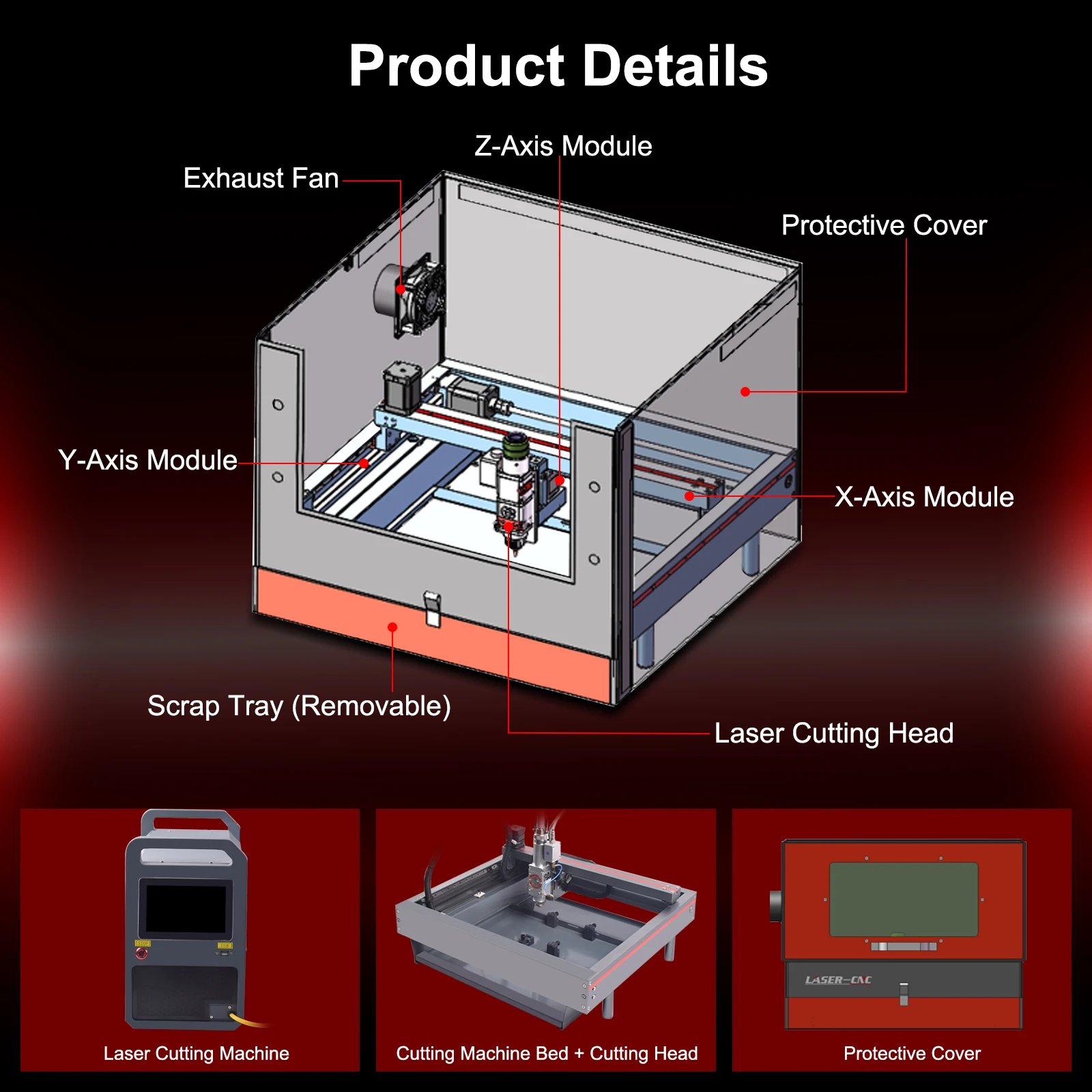 700W Compact Desktop Air-Cooled 3-Axis Industrial Laser Metal Cutting Machine for All Metal DIY Cutting Marking WIFI Connection