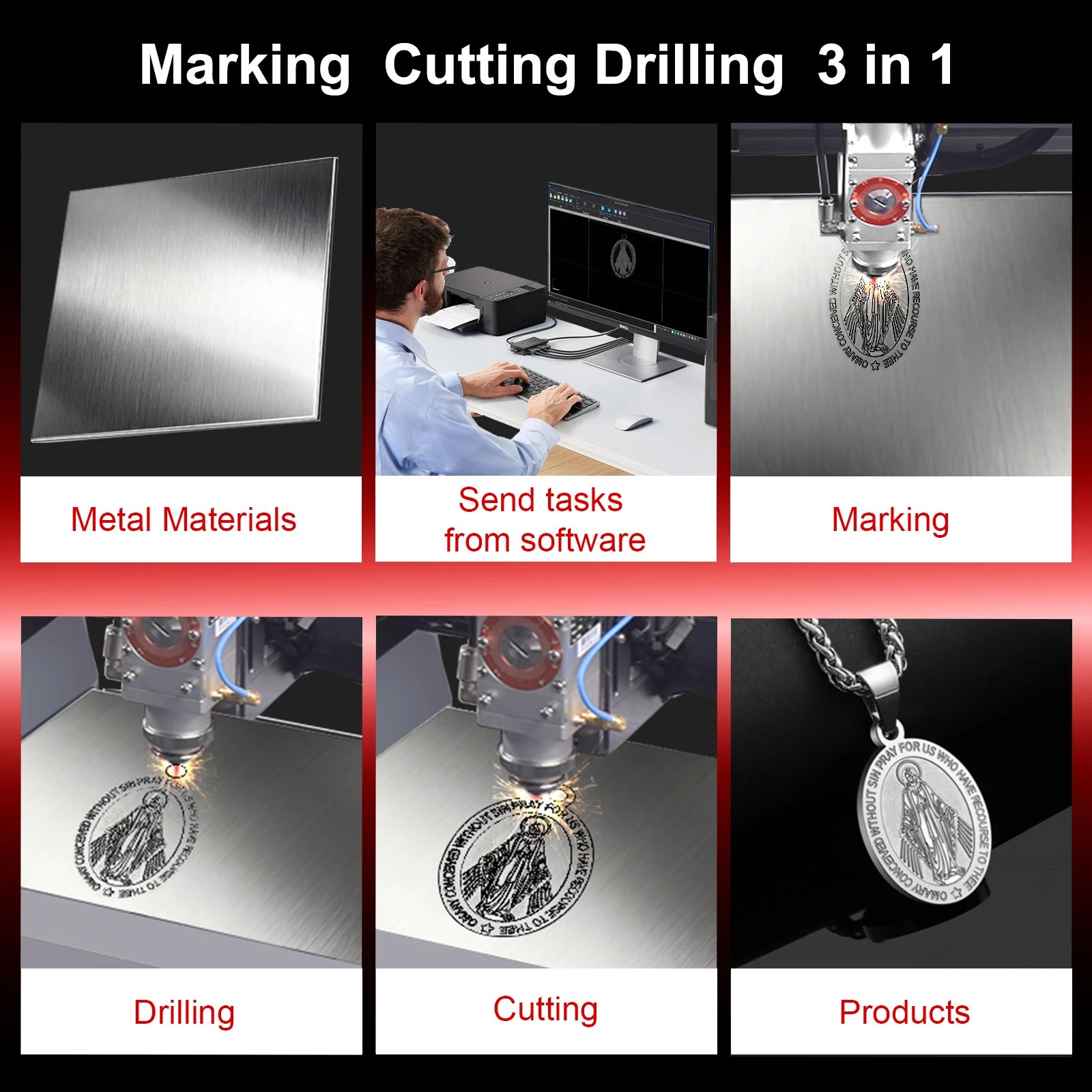700W Compact Desktop Air-Cooled 3-Axis Industrial Laser Metal Cutting Machine for All Metal DIY Cutting Marking WIFI Connection