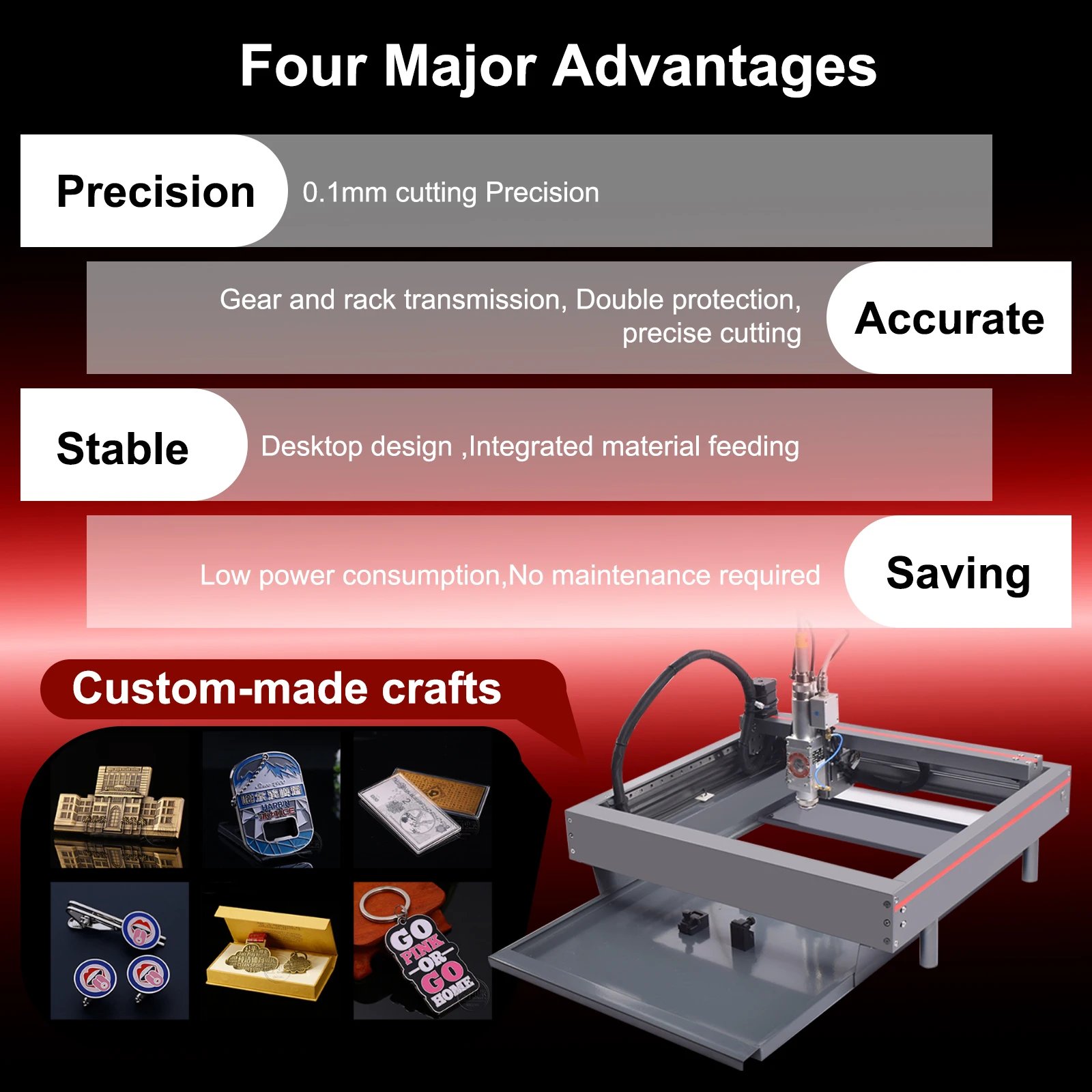 700W Compact Desktop Air-Cooled 3-Axis Industrial Laser Metal Cutting Machine for All Metal DIY Cutting Marking WIFI Connection