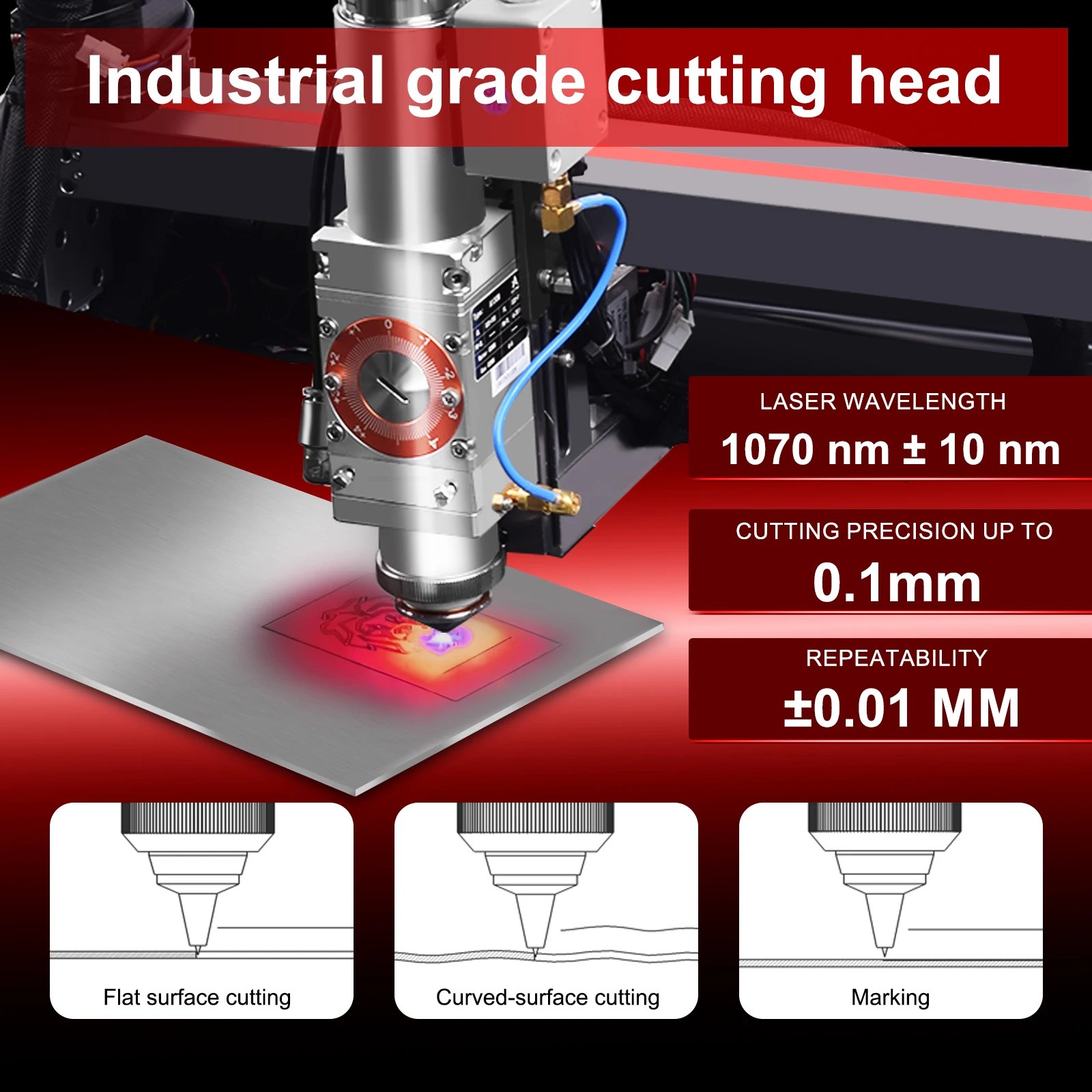 700W Compact Desktop Air-Cooled 3-Axis Industrial Laser Metal Cutting Machine for All Metal DIY Cutting Marking WIFI Connection