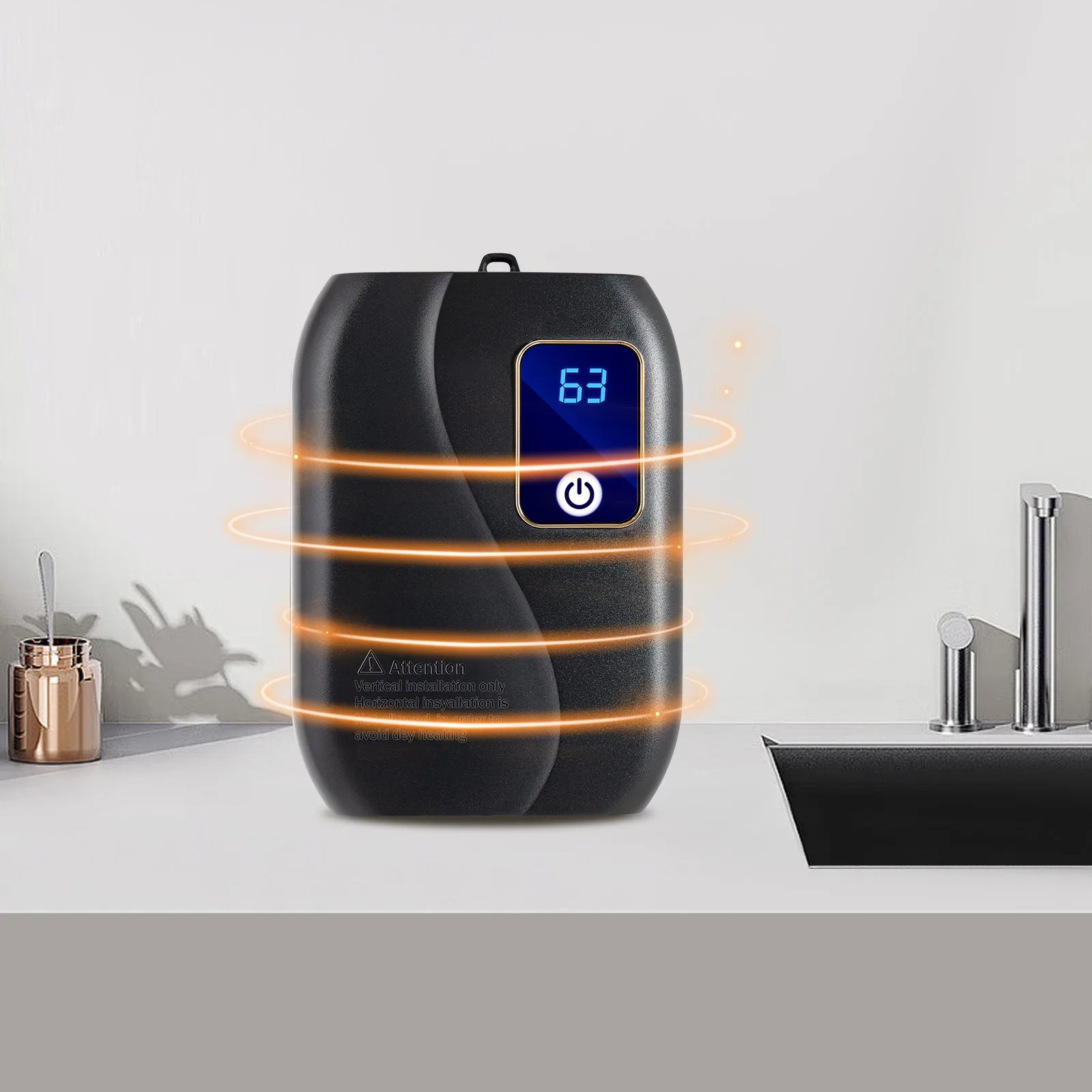 110V 3000W Tankless Water Heater Electric Instant Water Heating Machine Kitchen Water Boiler Hot Water Black