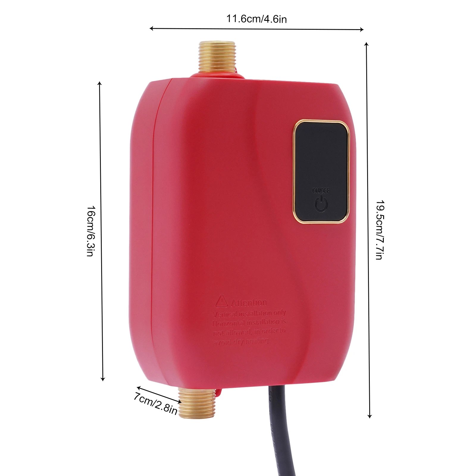 3000W Instant Water Heater 68-122℉ Kitchen Mini Electric Water Heater with Digital Display Red Tankless Water Heater