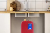 3000W Instant Water Heater 68-122℉ Kitchen Mini Electric Water Heater with Digital Display Red Tankless Water Heater