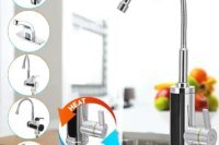 3000W 220V Electric Kitchen Flow Water Heater Tap Instant Hot Water Faucet Heater Cold Heating Tankless Water Heater with LED