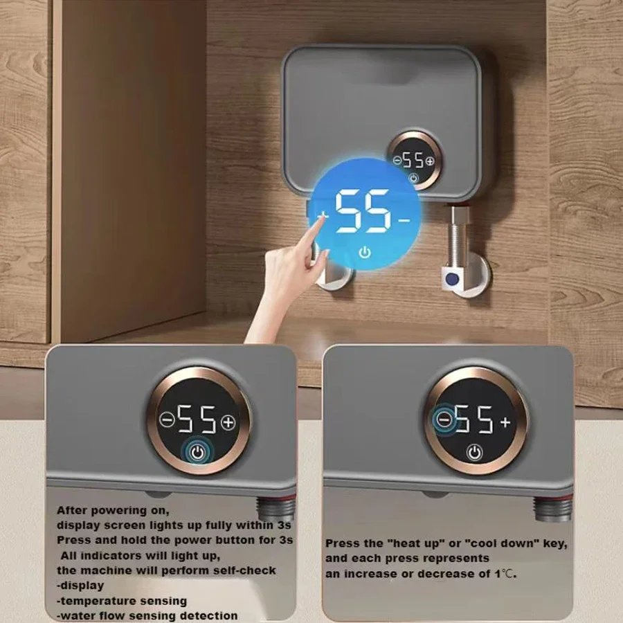 5500W Electric Hot Water Heater Small Under Sink Tankless Instant Water Heater 220V Kitchen Bathroom Heating