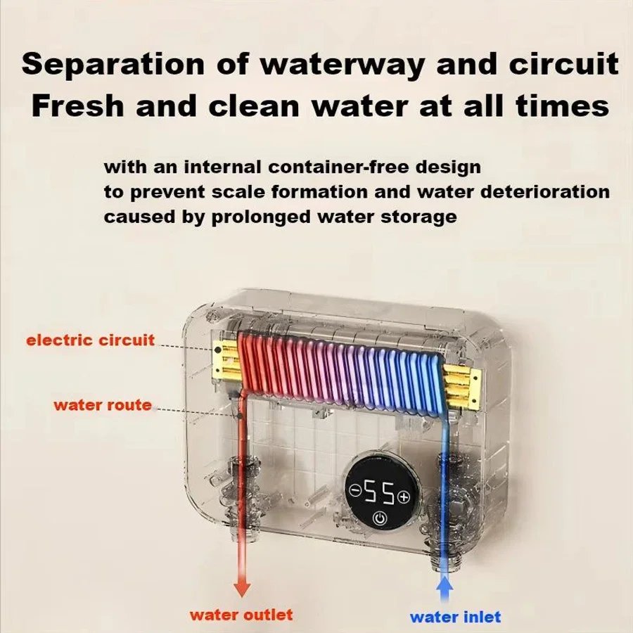 5500W Electric Hot Water Heater Small Under Sink Tankless Instant Water Heater 220V Kitchen Bathroom Heating